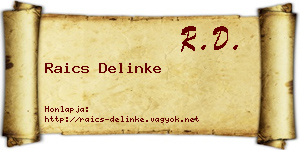 Raics Delinke névjegykártya